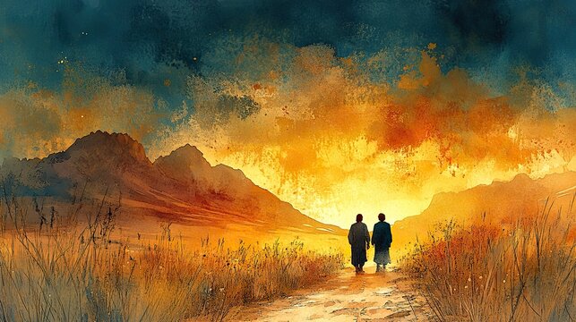 promise of isaac old testament watercolor biblical illustration