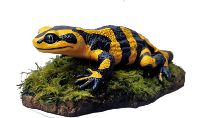  yellow and black salamander poison arrow frog isolated on white background.PNG,AI GENERATED