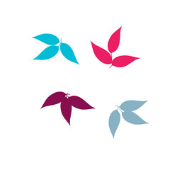 Fototapeta premium Groups of sets of four colorful leaves hand hand-drawn illustration art 