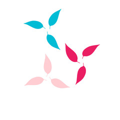 Groups of sets of three colorful leaves hand hand-drawn illustration art