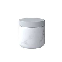 Stylish marble storage container for home decor. Elegant white marble jar with a smooth grey lid, featuring a minimalist design, perfect for cosmetics, skincare, or home decor storage.