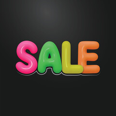 Sale colorful baloon vector sale bubble multicolor 3d type premium fun theme typo fluorescent bright colors 