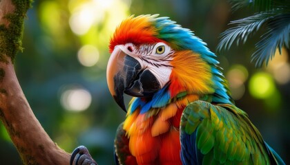Obraz premium blue and gold macaw in jungle 