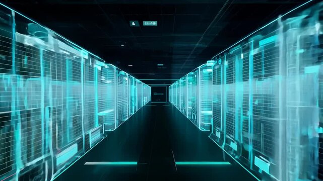 Virtual data center corridor with cloud servers providing compute power