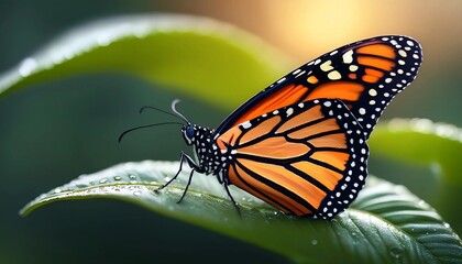 Fototapeta premium butterfly on leaf in nature world