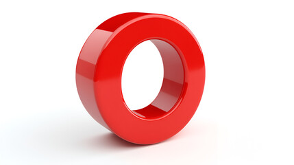 Number 0. Zero Number sign red color. Realistic 3d design in cartoon balloon style. Isolated on white background. illustration