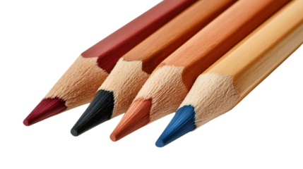 Four colored pencils close up shot.