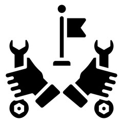 Collective Work Glyph Icon in Togetherness and Teamwork Vector Design