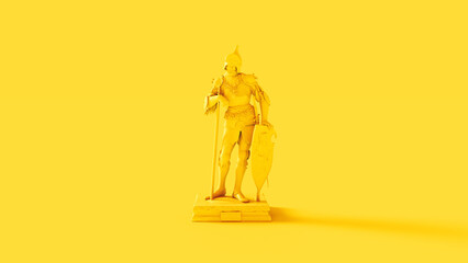 vibrant yellow Theodoric great statue historical Ostrogoth king golden 3d illustration