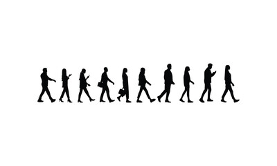 Hand Drawn Person Walking Silhouette Artistic Line Drawing.