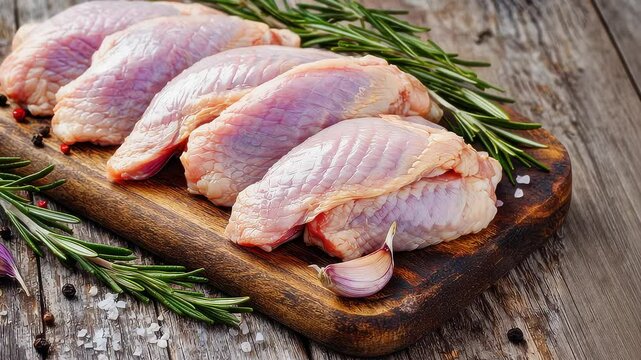 Fresh Raw Chicken on Cutting Board