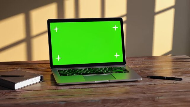 Laptop with Green Screen Display