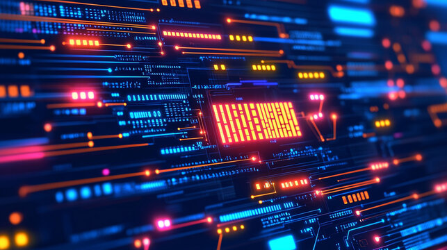 A dynamic visualization of digital transformation, featuring abstract data streams and glowing circuits, symbolizing innovation, connectivity, and technological evolution in a modern digital world