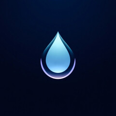 Stylized water droplet design in a dark background with glowing accents. 