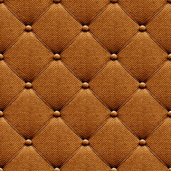 Vintage buttons upholstery cinnamon brown diamonds seamless pattern, realistic retro style classic upholstery fabric texture background.