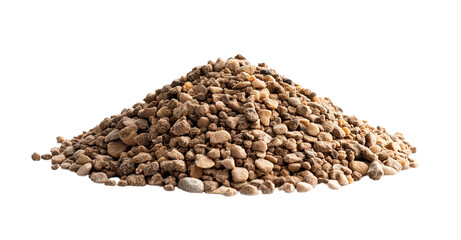 Pile of Sand with Smooth Pebbles Isolated on Transparent Background

