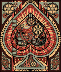 Spade poker playing card art deco style, vector illustration