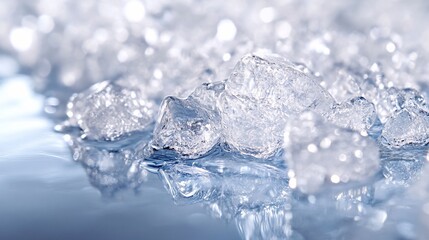 Obraz premium Sparkling ice cubes melting on cool surface