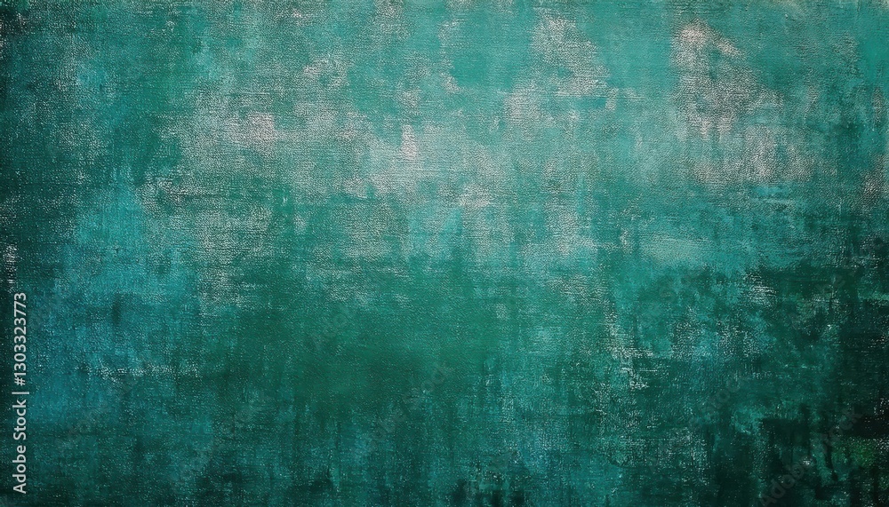 Poster textured emerald green grunge background with rough canvas pattern, abstract vintage backdrop for de