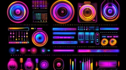 Colorful neon music player and sound design