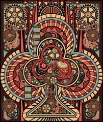 Club poker playing card art deco style, vector illustration