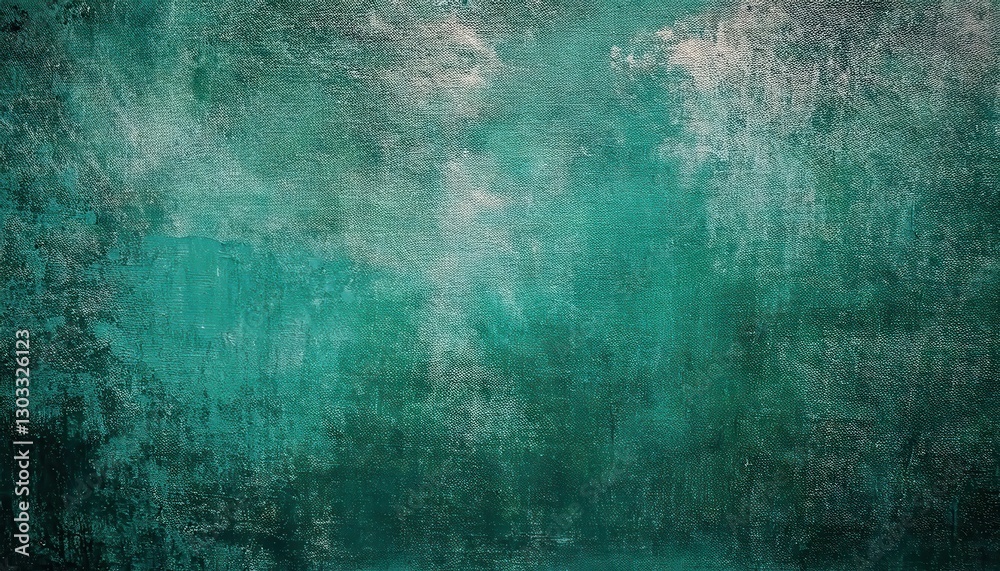 Poster textured emerald green grunge background with rough canvas pattern, abstract vintage backdrop for de