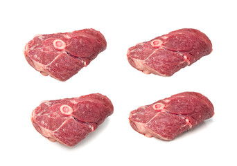 Raw mutton leg fillet isolated, lamb meat pieces, tenderloin or mutton sirloin meat, fresh sheep fillet