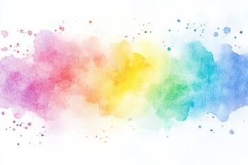 Colorful Watercolor Rainbow Blots on White