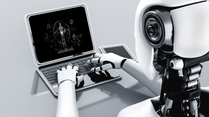 Medical science technology and futuristic healthcare virtual computer software analyze human health and diagnose disease for doctor data and medical research. brisk