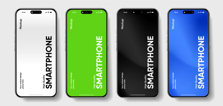 Realistic smartphone mockup. Mobile phone vector with isolated on white background. Device front view. 3D mobile phone with shadow. Realistic, high quality smart phone mockup for ui ux presentation.