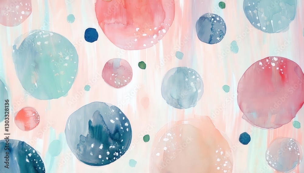 Poster soft watercolor abstract with pastel circles and delicate textures, artistic modern background for d