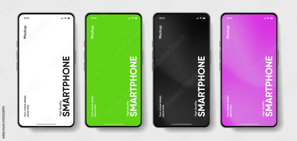 Aufkleber Realistic smartphone mockup. Mobile phone vector with isolated on white background. Device front view. 3D mobile phone with shadow. Realistic, high quality smart phone mockup for ui ux presentation.