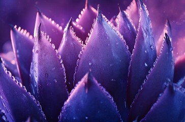 Close-up purple agave in mystical light