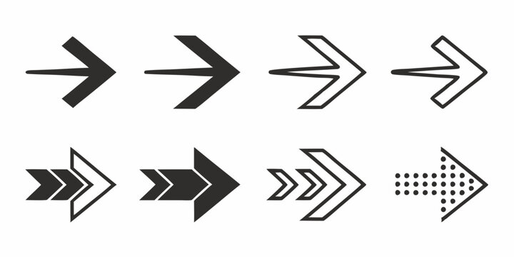 Black Arrow Vector Icons Set &ndash; Navigation, Loading, and Web UI Design Elements.