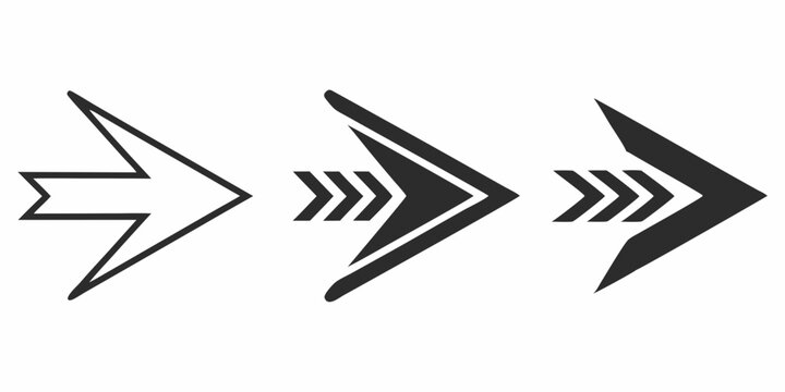 Black Arrow Vector Icons Set &ndash; Navigation, Loading, and Web UI Design Elements.