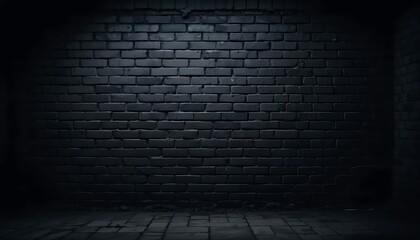 Brick wall on abstract black background