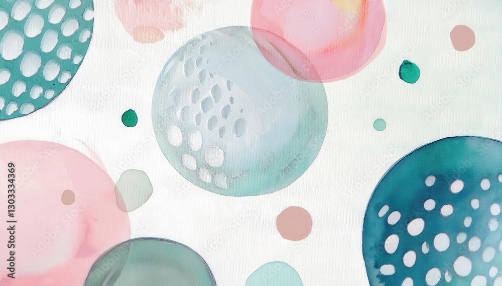 Poster soft pastel watercolor circles abstract background with fluid texture, artistic pattern for modern w