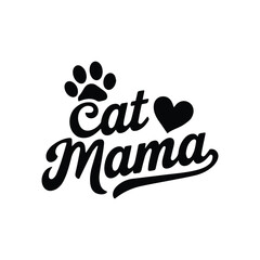 Cat mama typography silhouette t-shirt vector art illustration