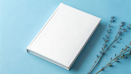 Fototapeta premium 3D vector mockup of a white book cover featuring clean front and back cover templates