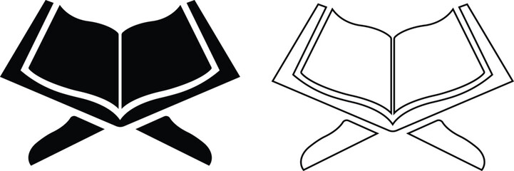 Quran Icon Set - Open Book Vector Illustrations  Solid & Outline © Muhammad