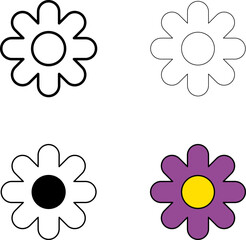 Flower icon. Flower icons set isolated on white background. Flower bouquet icon, bouquet icon, botanical icon, simple flower icon, flower line icon. Flowers vector elements collection. Floral icon set