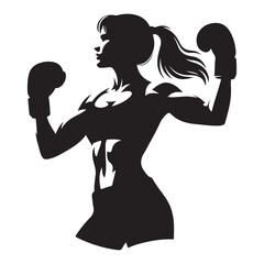 Strong Woman Boxer Silhouette Showing Muscle and Fitness Goals