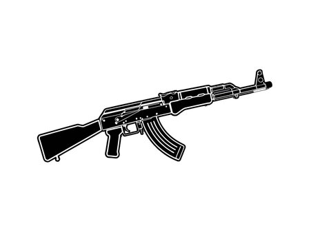 AK-47 gun icon vector in black color with white background