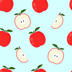 Red apple background. Seamless pattern of apples.  Red apple in the background