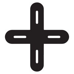 Rounded plus sign silhouette with internal cutouts design image