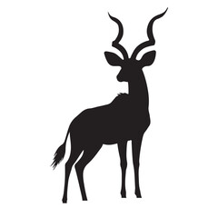 Majestic Kudu Antelope Standing Tall Vector Silhouette Illustration