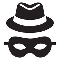 Classic Thief Silhouette Vector Mask Hat Icon for Disguise Design