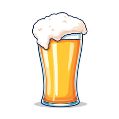 Vsai refreshing glass of cold beer overflowing with foam