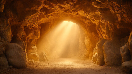 A mesmerizing cave pathway adorned with glowing lights and mysterious rock formations. Shadows dance along the rugged walls, evoking a sense of wonder, mystery, and hidden adventure