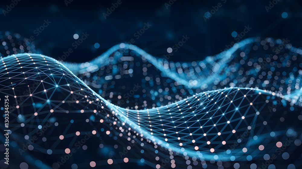 Poster digital network: a captivating visual representation of a digital network, with interconnected nodes